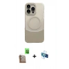 MARSİLYAN™- iPhone 16 Pro Kılıf Kozmos Form Özel Seri - Siyah 3D Antistatik Seramik Nano Ekran Koruyucu + Çöl Titanyum Raze Metal Kamera Lens