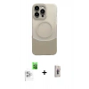 MARSİLYAN™- iPhone 16 Pro Kılıf Kozmos Form Özel Seri - Siyah Bilvis 3D Cam Ekran Koruyucu + Raze Metal Kamera Lens - BZ