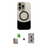 MARSİLYAN™- iPhone 16 Pro Kılıf Kozmos Form Özel Seri - Siyah Bilvis 3D Mat Cam Ekran Koruyucu + Raze Metal Kamera Lens - CLTM
