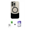 MARSİLYAN™- iPhone 16 Pro Kılıf Kozmos Form Özel Seri - Siyah Bilvis 5in1 3D Magic Cam Ekran Koruyucu + Raze Metal Kamera Lens - BZ