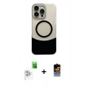 MARSİLYAN™- iPhone 16 Pro Kılıf Kozmos Form Özel Seri - Siyah Buffer Hayalet Cam Ekran Koruyucu + Raze Metal Kamera Lens - BZ
