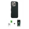 MARSİLYAN™- iPhone 16 Pro Kılıf Kozmos Klasik Prime - Siyah 360 Mat Full Body Arka Koruyucu + Raze Metal Kamera Lens - BZ