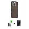 MARSİLYAN™- iPhone 16 Pro Kılıf Kozmos Klasik Prime - Siyah 3D Antistatik Hayalet Cam Ekran Koruyucu + Raze Metal Kamera Lens - SH