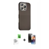 MARSİLYAN™- iPhone 16 Pro Kılıf Kozmos Klasik Prime - Siyah 3D Antistatik Mat Seramik Nano Ekran Koruyucu + Beyaz Raze Metal Kamera Lens