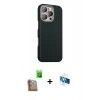 MARSİLYAN™- iPhone 16 Pro Kılıf Kozmos Klasik Prime - Siyah 3D Antistatik Seramik Nano Ekran Koruyucu + Raze Metal Kamera Lens - CLTM