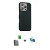 MARSİLYAN™- iPhone 16 Pro Kılıf Kozmos Klasik Prime - Siyah 3D Antistatik Seramik Nano Ekran Koruyucu + Raze Metal Kamera Lens - SH