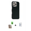 MARSİLYAN™- iPhone 16 Pro Kılıf Kozmos Klasik Prime - Siyah Bilvis 0.18mm Plus Cam Ekran Koruyucu + Çöl Titanyum Raze Metal Kamera Lens