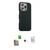 MARSİLYAN™- iPhone 16 Pro Kılıf Kozmos Klasik Prime - Siyah Bilvis 0.18mm Plus Cam Ekran Koruyucu + Çöl Titanyum Raze Metal Kamera Lens