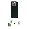 MARSİLYAN™- iPhone 16 Pro Kılıf Kozmos Klasik Prime - Siyah Bilvis 0.18mm Plus Cam Ekran Koruyucu + Raze Metal Kamera Lens - SH