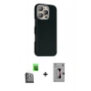 MARSİLYAN™- iPhone 16 Pro Kılıf Kozmos Klasik Prime - Siyah Bilvis 3D Mat Cam Ekran Koruyucu + Raze Metal Kamera Lens - SH