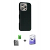 MARSİLYAN™- iPhone 16 Pro Kılıf Kozmos Klasik Prime - Siyah Bilvis 5in1 5D Magic Hayalet Cam Ekran Koruyucu + Siyah Raze Metal Kamera Lens