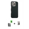MARSİLYAN™- iPhone 16 Pro Kılıf Kozmos Klasik Prime - Siyah Bilvis Hayalet Cam Ekran Koruyucu + Raze Metal Kamera Lens - SH