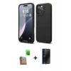 MARSİLYAN™- iPhone 16 Pro Kılıf Kozmos Yansıma Özel Seri - Siyah 3D Antistatik Hayalet Cam Ekran Koruyucu + Raze Metal Kamera Lens - CLTM