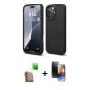 MARSİLYAN™- iPhone 16 Pro Kılıf Kozmos Yansıma Özel Seri - Siyah 3D Antistatik Mat Seramik Nano Ekran Koruyucu + Çöl Titanyum Raze Metal Kamera Lens