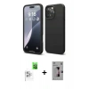 MARSİLYAN™- iPhone 16 Pro Kılıf Kozmos Yansıma Özel Seri - Siyah Bilvis 3D Mat Cam Ekran Koruyucu + Beyaz Raze Metal Kamera Lens