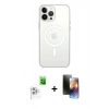 MARSİLYAN™- iPhone 16 Pro Kılıf Kutup Klasik Serisi - Siyah 3D Antistatik Mat Seramik Nano Ekran Koruyucu + Beyaz Raze Metal Kamera Lens
