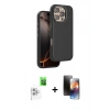 MARSİLYAN™- iPhone 16 Pro Kılıf Kutup Modern - Siyah 3D Antistatik Mat Seramik Nano Ekran Koruyucu + Raze Metal Kamera Lens - BZ
