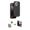 MARSİLYAN™- iPhone 16 Pro Kılıf Kutup Modern - Siyah 3D Antistatik Mat Seramik Nano Ekran Koruyucu + Raze Metal Kamera Lens - CLTM