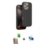MARSİLYAN™- iPhone 16 Pro Kılıf Kutup Modern - Siyah 3D Antistatik Seramik Nano Ekran Koruyucu + Raze Metal Kamera Lens - CLTM