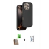 MARSİLYAN™- iPhone 16 Pro Kılıf Kutup Modern - Siyah Bilvis 0.18mm Plus Cam Ekran Koruyucu + Raze Metal Kamera Lens - CLTM