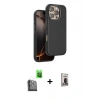MARSİLYAN™- iPhone 16 Pro Kılıf Kutup Modern - Siyah Bilvis Hayalet Cam Ekran Koruyucu + Raze Metal Kamera Lens - SH