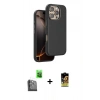 MARSİLYAN™- iPhone 16 Pro Kılıf Kutup Modern - Siyah Buffer Cam Ekran Koruyucu + Raze Metal Kamera Lens - SH