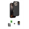 MARSİLYAN™- iPhone 16 Pro Kılıf Kutup Modern - Siyah Buffer Hayalet Cam Ekran Koruyucu + Raze Metal Kamera Lens - SH