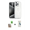 MARSİLYAN™- iPhone 16 Pro Kılıf Nova Asil Prime - Şeffaf Pasifik Cam Ekran Koruyucu + Raze Metal Kamera Lens - CLTM