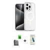 MARSİLYAN™- iPhone 16 Pro Kılıf Nova Asil Prime - Şeffaf Pasifik Cam Ekran Koruyucu + Raze Metal Kamera Lens - SH