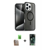 MARSİLYAN™- iPhone 16 Pro Kılıf Nova Asil Prime - Siyah 360 Mat Full Body Arka Koruyucu + Çöl Titanyum Raze Metal Kamera Lens