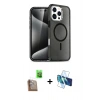 MARSİLYAN™- iPhone 16 Pro Kılıf Nova Asil Prime - Siyah 3D Antistatik Cam Ekran Koruyucu + Raze Metal Kamera Lens - CLTM