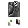 MARSİLYAN™- iPhone 16 Pro Kılıf Nova Asil Prime - Siyah 3D Antistatik Mat Seramik Nano Ekran Koruyucu + Raze Metal Kamera Lens - CLTM