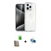 MARSİLYAN™- iPhone 16 Pro Kılıf Nova Asil Prime - Siyah 3D Antistatik Seramik Nano Ekran Koruyucu + Raze Metal Kamera Lens - CLTM