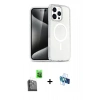 MARSİLYAN™- iPhone 16 Pro Kılıf Nova Asil Prime - Siyah 3D Antistatik Seramik Nano Ekran Koruyucu + Raze Metal Kamera Lens - SH