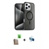 MARSİLYAN™- iPhone 16 Pro Kılıf Nova Asil Prime - Siyah 3D Antistatik Seramik Nano Ekran Koruyucu + Raze Metal Kamera Lens - CLTM