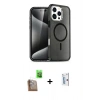 MARSİLYAN™- iPhone 16 Pro Kılıf Nova Asil Prime - Siyah Bilvis 0.18mm Plus Cam Ekran Koruyucu + Raze Metal Kamera Lens - CLTM