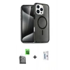 MARSİLYAN™- iPhone 16 Pro Kılıf Nova Asil Prime - Siyah Bilvis 0.18mm Plus Cam Ekran Koruyucu + Raze Metal Kamera Lens - SH