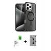 MARSİLYAN™- iPhone 16 Pro Kılıf Nova Asil Prime - Siyah Bilvis 3D Mat Cam Ekran Koruyucu + Raze Metal Kamera Lens - BZ