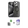 MARSİLYAN™- iPhone 16 Pro Kılıf Nova Asil Prime - Siyah Bilvis 5in1 3D Magic Cam Ekran Koruyucu + Raze Metal Kamera Lens - SH
