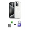 MARSİLYAN™- iPhone 16 Pro Kılıf Nova Asil Prime - Siyah Bilvis 5in1 5D Magic Hayalet Cam Ekran Koruyucu + Siyah Raze Metal Kamera Lens