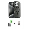 MARSİLYAN™- iPhone 16 Pro Kılıf Nova Asil Prime - Siyah Bilvis Hayalet Cam Ekran Koruyucu + Raze Metal Kamera Lens - SH