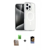 MARSİLYAN™- iPhone 16 Pro Kılıf Nova Asil Prime - Siyah Buffer Hayalet Cam Ekran Koruyucu + Çöl Titanyum Raze Metal Kamera Lens