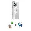 MARSİLYAN™- iPhone 16 Pro Kılıf Nova Doku - Siyah 3D Antistatik Cam Ekran Koruyucu + Çöl Titanyum Raze Metal Kamera Lens