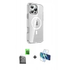 MARSİLYAN™- iPhone 16 Pro Kılıf Nova Doku - Siyah 3D Antistatik Cam Ekran Koruyucu + Raze Metal Kamera Lens - SH