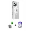 MARSİLYAN™- iPhone 16 Pro Kılıf Nova Doku - Siyah Bilvis 5in1 3D Magic Cam Ekran Koruyucu + Raze Metal Kamera Lens - SH