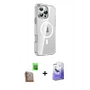 MARSİLYAN™- iPhone 16 Pro Kılıf Nova Doku - Siyah Bilvis 5in1 5D Magic Hayalet Cam Ekran Koruyucu + Çöl Titanyum Raze Metal Kamera Lens