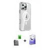 MARSİLYAN™- iPhone 16 Pro Kılıf Nova Doku - Siyah Bilvis 5in1 5D Magic Hayalet Cam Ekran Koruyucu + Siyah Raze Metal Kamera Lens