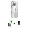 MARSİLYAN™- iPhone 16 Pro Kılıf Nova Doku - Siyah Buffer Hayalet Cam Ekran Koruyucu + Raze Metal Kamera Lens - SH