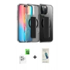 MARSİLYAN™- iPhone 16 Pro Kılıf Nova Işık Koleksiyonu - Şeffaf Pasifik Cam Ekran Koruyucu + Beyaz Raze Metal Kamera Lens