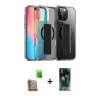 MARSİLYAN™- iPhone 16 Pro Kılıf Nova Işık Koleksiyonu - Siyah 360 Mat Full Body Arka Koruyucu + Raze Metal Kamera Lens - CLTM